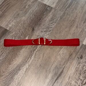 St. John Collection Red Belt with Gold Details